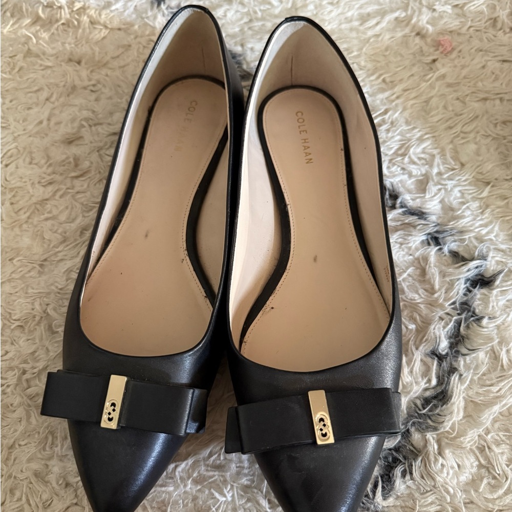 Cole Haan Women's Black Flats with Bow Accent